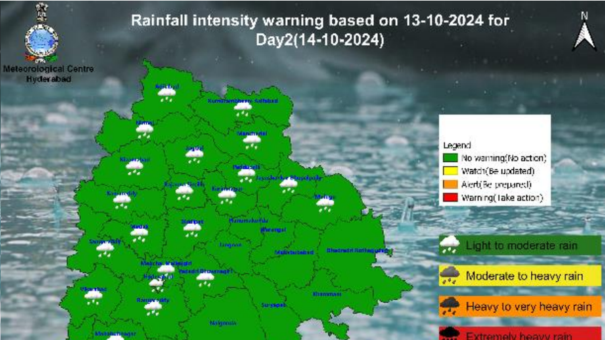 No weather warning in Telangana for six days up to October 19, light rains expected